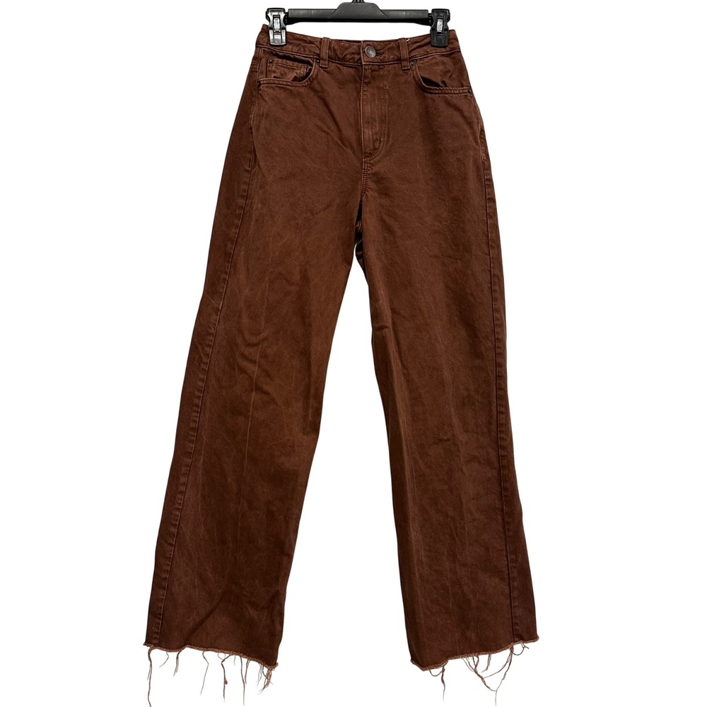 Garage Denim Brown Street Wide Leg‎ High Rise Raw Hem Jeans Womens Size 0 24